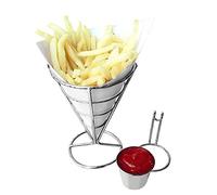 Tomotato French Fry Cone Metal Wire Basket with Dip Dishes, Spiral Snack Chips Holder & Sauce Cup Stand for Restaurant Cafe Table Food Serving, Indoor Outdoor Picnics Home Kitchen Use