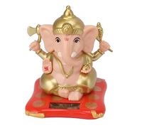 Tomotato Gold Lord Ganesha Statues, Solar Powered Indian Elephant God Figurine Hindu God Ganesh Idol Elephant Sculpture with Waving Arm for Car Home Decor (Fleshcolor)