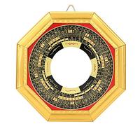 Tomotato Golden Gossip Mirror Compass Feng Shui Mirror Supplies Bagua Convex Concave Mirror Ornament Lucky Decoration for Home Office Family(Concave Mirror)