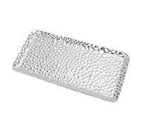 Tomotato Hammered Towel Tray, 3.7" X 7.7" Rectangle Stainless Steel Serving Tray Hand Towel Storage Tray Vanity Jewelry Tray for Living Room Bathroom(Silver)