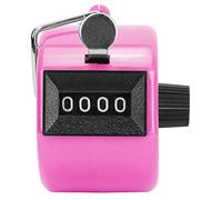 Tomotato Hand Tally Counter 4-Digits, Plastic Knob Reset Metal Case Handheld Counting Tool for Sports Events Inventory Management Manual Tracking (Pink)