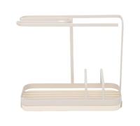 Tomotato Kitchen Sink Organizer, Multifunctional Metal Sponge Soap Brush Storage Rack with Towel Holder for Kitchen Sink (Milk Yellow)
