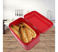 Tomotato Metal Bread Storage Box, Large Capacity Bread Bin Solid Color Bread Holder Bread Keeper with Lid 12x7.1x6.3in (Red)