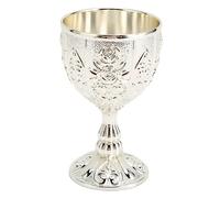 Tomotato Metal Embossed Wine Cup, Vintage Flower Pattern Chalice Goblet for Home Bar Weddings Art Craft Decoration(Silver)