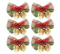 Tomotato Mini Bowknot Bells, 50Pcs Christmas Bows with Bells Mini Tiny Tree Decorations Wreath Burlap Bows Vintage Bowknots for Xmas Tree Gift Decor