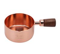 Tomotato Mini Milk Pan and Butter Warmer, 80ml Rose Gold Stainless Steel Saucepan with Wooden Handle, Pour Spout for Small Liquid Heating on Stove Top, Home Kitchen Cooking Ware