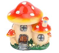 Tomotato Mushroom Fairy House Figurine, Garden Ornaments Statue Mushroom House Miniatures Decoration Resin Outdoor Cottage Figurines DIY Lawn Ornaments Mini Dollhouse for Micro Landscape Patio