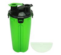 Tomotato Portable Pet Water and Food Travel Bottle, Leak Proof Dual Compartment Container with Snap Caps for Dogs and Cats Outdoor Walking Hiking (Green water and grain single cup)