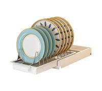 Tomotato Pull Out Cabinet Organizer, Stainless Steel Slide Out Dish Drying Rack Pull Out Drawer Kitchen Cabinet Storage for Dishes Pot Lid Bakeware Pots and Pans (White)