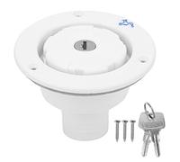 Tomotato RV Fresh Water Locking Cap, 45 Degree Angled Inlet Gravity Fill with Venting Holes, Dual-Seal Leak Proof Lockable Water Inlet Hatch for Camping Trailer Motorhome Caravan Boat White