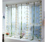 Tomotato Sheer Curtains Embroidered Floral Window Drapes Chrysanthemum Light Diffusing Tulle Curtains for Living Room Bedroom, Polyester(80 * 200CM)