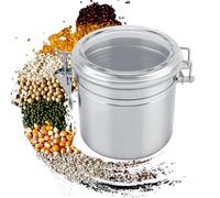 Tomotato Stainless Steel Coffee Airtight Canister, Food Storage Container with Clear Lid, Vacuum Sealed Storage Jar for Coffee Beans, Ground Coffee, Tea, Sugar (M-1100 ML)