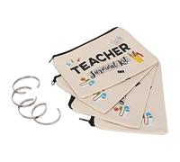 Tomotato Teacher Appreciation Gifts 4pcs Stainless Steel Bracelet & Cotton Makeup Bag Set, Jewelry and Cosmetic Organizer for Teachers, Educators, Teaching Assistants