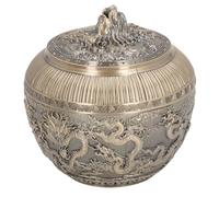 Tomotato Vintage Metal Tea Canister, Airtight Alloy Storage Tin with Dragon Design, Kitchen Pantry Organizer for Loose Leaf Tea, Coffee, Sugar, Spices & Nuts (Bronze Colour)