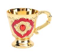 Tomotato Vintage Wine Glass Retro Handle Cup, European Style Zinc Alloy Red British Tea Cup with Sturdy Base and Elegant Design for Home Office Use