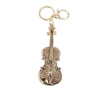 Tomotato Violin Keychain with Rhinestone Pendant, Zinc Alloy Musical Instrument Key Ring for Music Lovers, Unisex Jewelry Accessory for Keys, Bag, Backpack, Birthday Gift (Pink)