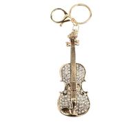 Tomotato Violin Keychain with Rhinestone Pendant, Zinc Alloy Musical Instrument Key Ring for Music Lovers, Unisex Jewelry Accessory for Keys, Bag, Backpack, Birthday Gift (White)