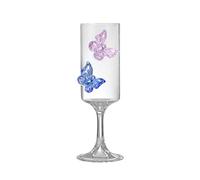 Tomotato Wine Glasses, 3D Butterfly Vintage Embossed Clear Glass Cup Decorative Goblet Glasses Mixed Drink Glasses for Bar Restaurant Party Dinner (Pink Blue)