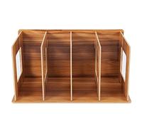 Tomotato Wooden Desktop Bookshelf, Stylish Adjustable Book Storage Rack Magazine Organizer Detachable Shelf for Students Kids Adults, Cherry Wood