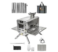 TOMOUNT Tent Stove Stainless Steel Wood Burning With Chimney 38 * 20 * 28cm | Camping Hot Tent Stove,Compact Storage,Adjustable Air Control,For Winter Camping,Outdoor and Hiking,Garden Cooking