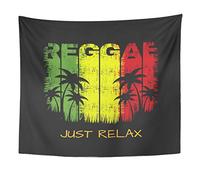TOMPOP Tapestry Colorful of Reggae Music Slogan Just Relax Graphics Green Home Decor Wall Hanging for Living Room Bedroom Dorm 50x60 Inches