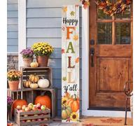 TOMPOP Welcome Porch Sign, Wooden, 47.2", Front Door, Sunflower Pumpkin | Fall Autumn Thanksgiving, Farmhouse Home Sweet Home Vertical Standing Yard Hanging Decoration for Garden Gift