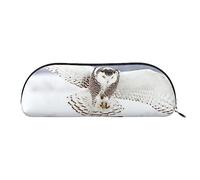 TOMPPY Flying Owl Printed Pencil Case Stand Up Pencil Pouch Small Pencil Holder Case Stationery Organizer Makeup Bag With Zipper Closure