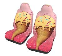 TOMPPY Ice Cream and Waffle Pattern Printed Car Seat Covers Breathable Bucket Seat Covers Auto Front Seats Protector Universal Fit for Car Truck SUV Sedans(Pack of 2)