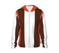 TOMPPY Orange And White Stripe Printed Sun Protection Hoodie Jacket Lightweight Long Sleeve Sun Shirt Hiking Outdoor, Black, XXL