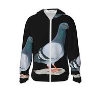 TOMPPY Pigeon Printed Sun Protection Hoodie Jacket Long Sleeve Shirts With Pockets For Outdoor