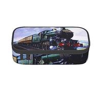 TOMPPY Steam Locomotive Train Printed Pencil Case Large Capacity Pencil Pouch Portable Pencil Bag Office Stationery Organizer