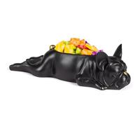 Tomresina French Bulldog Statue and Figurines, Bulldog Bowl with Tray,Candy Dish Key Bowl, Funny Animal Statue Candy Dish for Entryway Decorative Bowl, Home Trinket Container Storage Box Black