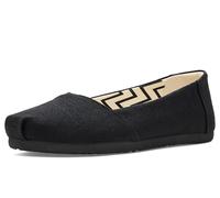 TOMS Women's Alpargata Ballet Flat, Textile Upper, Black/Black Heritage Canvas, 7.5
