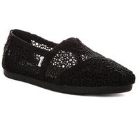 Toms Alpargata Classic Crochet Espadrilles Slip On Womens Flat In Black UK 3 - 8