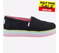 Toms Alpargata Junior Girls Platform Shoe Slip On Fashion Multicolour Black