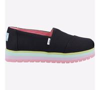 Toms Alpargata Junior Girls Platform Shoe Slip On Fashion Multicolour Black