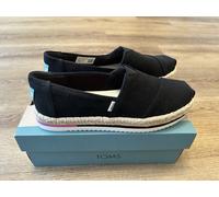 Toms Alpargata Platform Rope Black Heavy Twill Espadrilles Slip On UK 4.5 BNIB