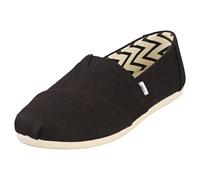 TOMS Womens Recycled Cotton Alpargata Loafer Flat, Black White, 4 UK