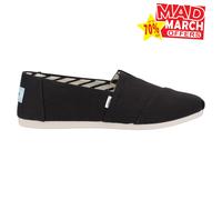 TOMS Womens Recycled Cotton Alpargata Loafer Flat, Black White, 4 UK