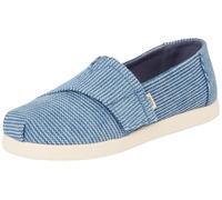 TOMS Boys Alpargata Classic Slip-On Espadrille, Dark Sky Subtle Stripes, 4 UK