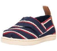 TOMS Boy's Classic Alpargata Loafer Flat, Navy Woven Stripes, 4 UK Child