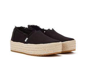 Toms Canvas Valcia Womens Black Espadrilles Textile - Size UK 7