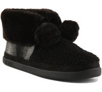 Toms Celeste Blackl Cozy Fur Lined Leopard Pom Pom Warm Boot Size UK 3 - 8