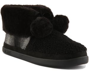 Toms Celeste Blackl Cozy Fur Lined Leopard Pom Pom Warm Boot Size UK 3 - 8