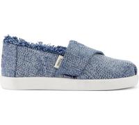 TOMS Girls Alpargata Classic Slip-On Espadrille, Dark Sky Textured Denim with Fray, 5 UK Child