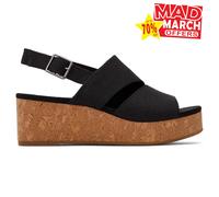 TOMS Women's Claudine Wedge Sandal, Black Melange Woven, 3 UK