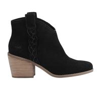 TOMS Women's Ankle Boot Constance - Black Suede/Braid Slip-On Heel - UK 4
