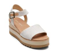 TOMS Diana Canvas Wedge Natural Women White Sandal - UK 3.5