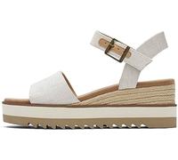 TOMS Diana Canvas Wedge Natural Women White Sandal - UK 5