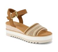 TOMS Diana Wedge Leather Women's Dark Beige Sandals - UK 7